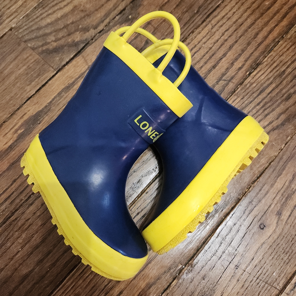 Navy Blue and Yellow Rain Boots